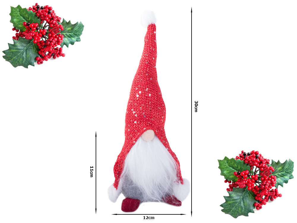 Kalėdinis nykštukas su raudona kepure, 30 cm