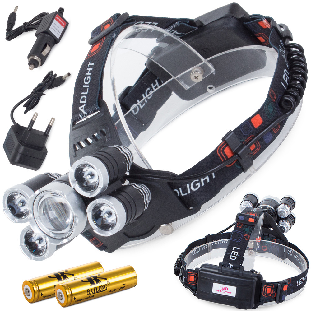 Žibintuvėlis ant galvos bailong 5000t-t6 su cree xm-l t6 ir 4 cree xp-e
