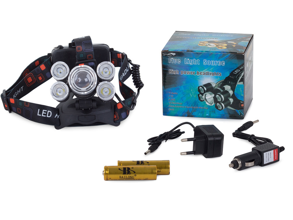 Žibintuvėlis ant galvos bailong 5000t-t6 su cree xm-l t6 ir 4 cree xp-e