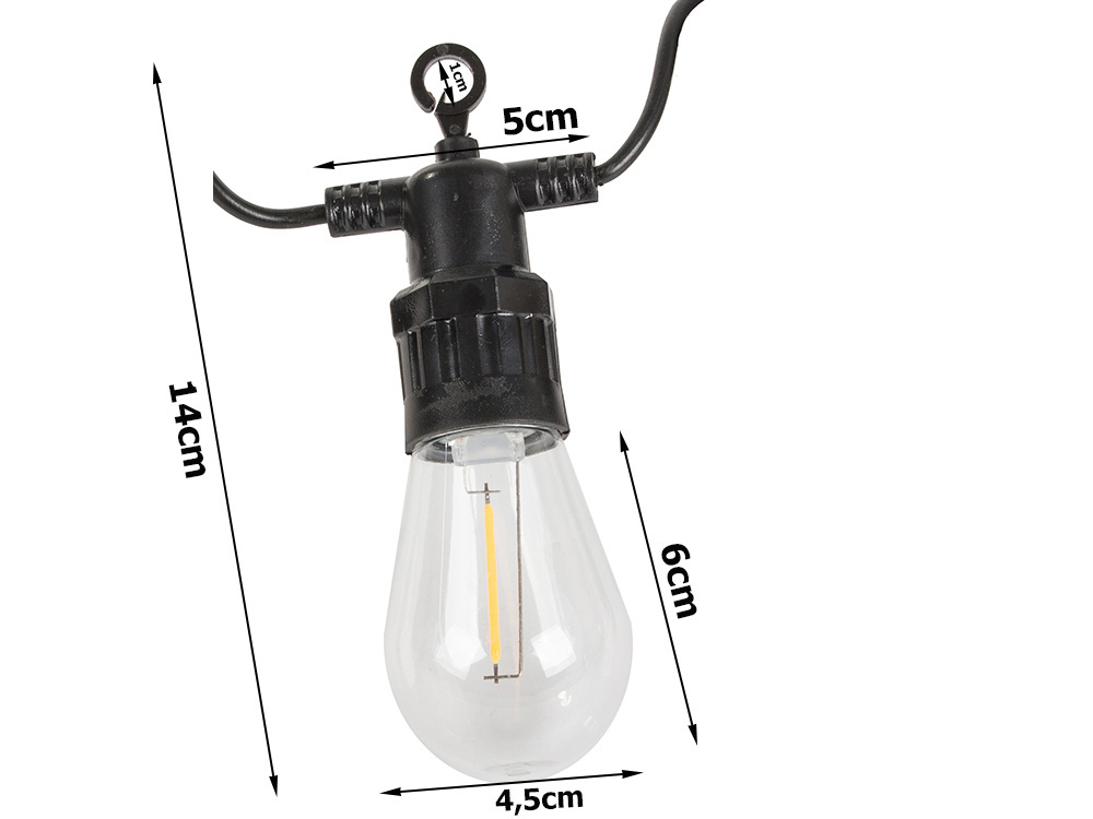 Sodo girlianda 10 led lempučių ip44 atsparumas, 10 m
