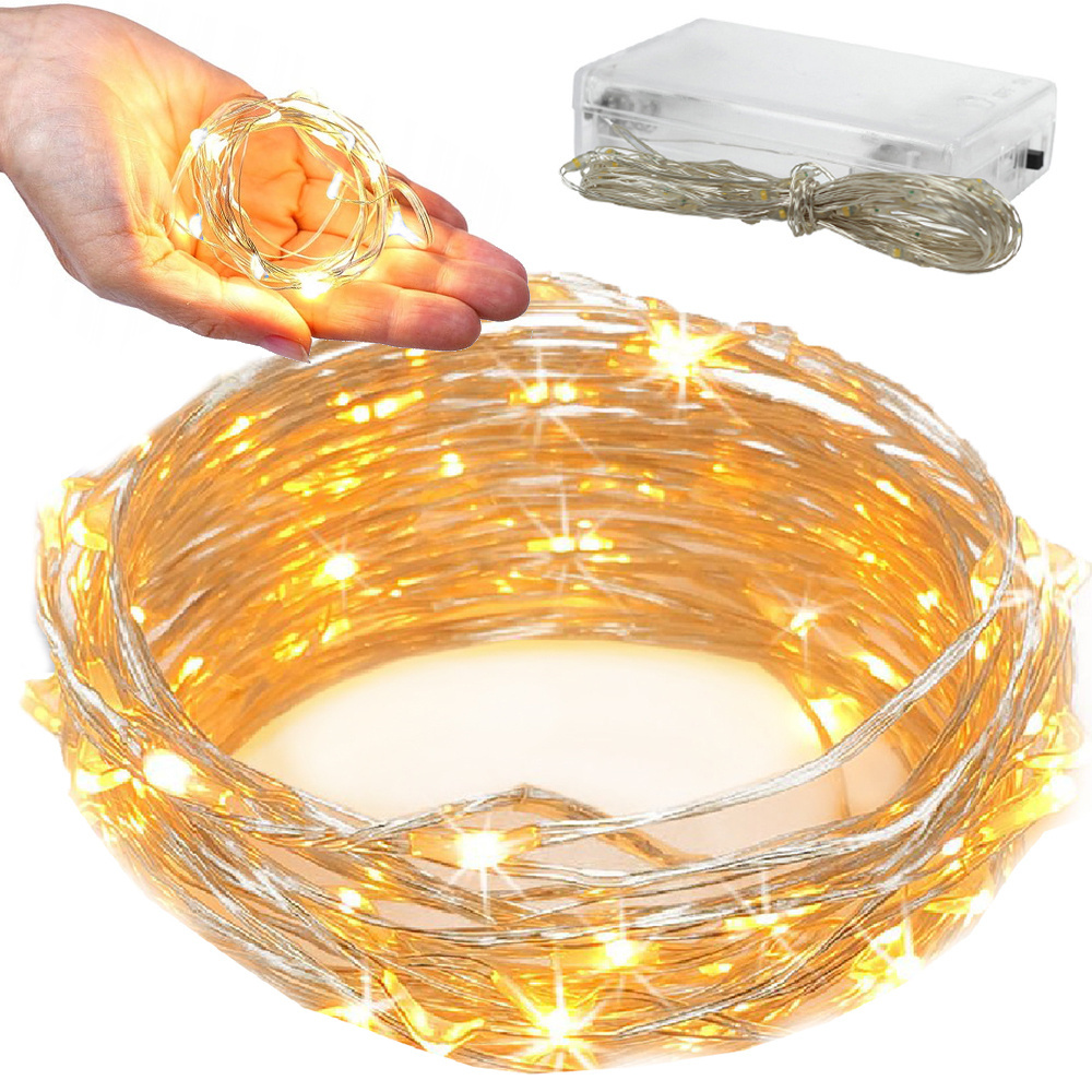 Girlianda 100 led, 10 m, šiltai balta