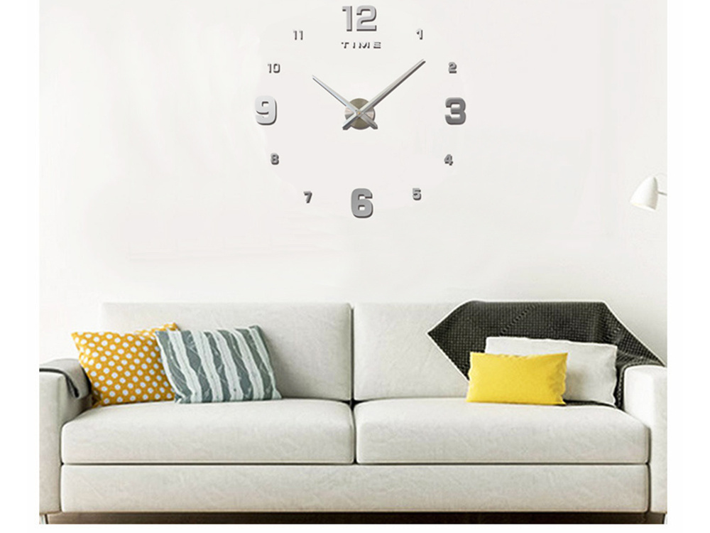 Sieninis laikrodis 3d, 130 cm, sidabrinis