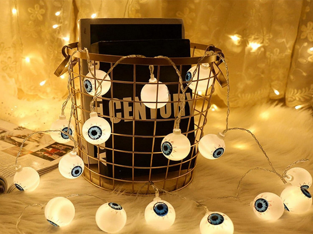 Led girlianda 10 lempučių akys halloween 195 cm