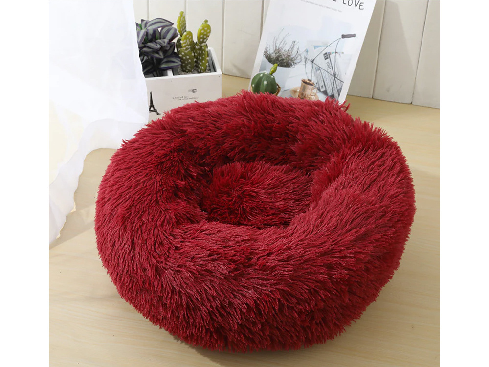 Plušinis guolis šunims ir katėms, 50 cm, bordinis