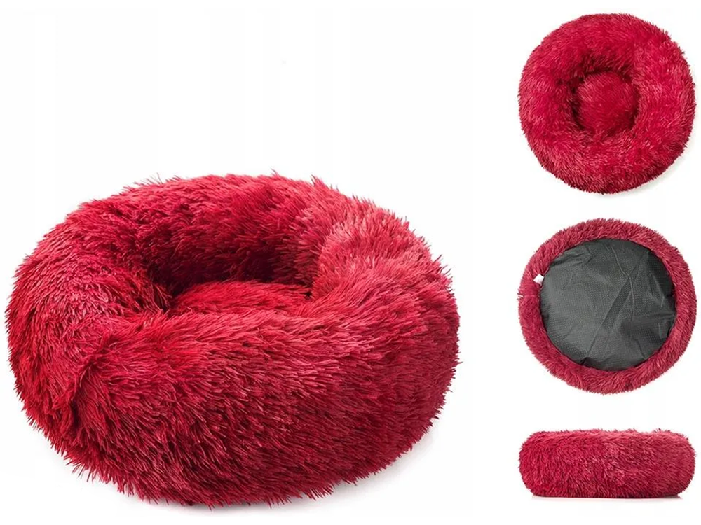 Plušinis guolis šunims ir katėms, 50 cm, bordinis