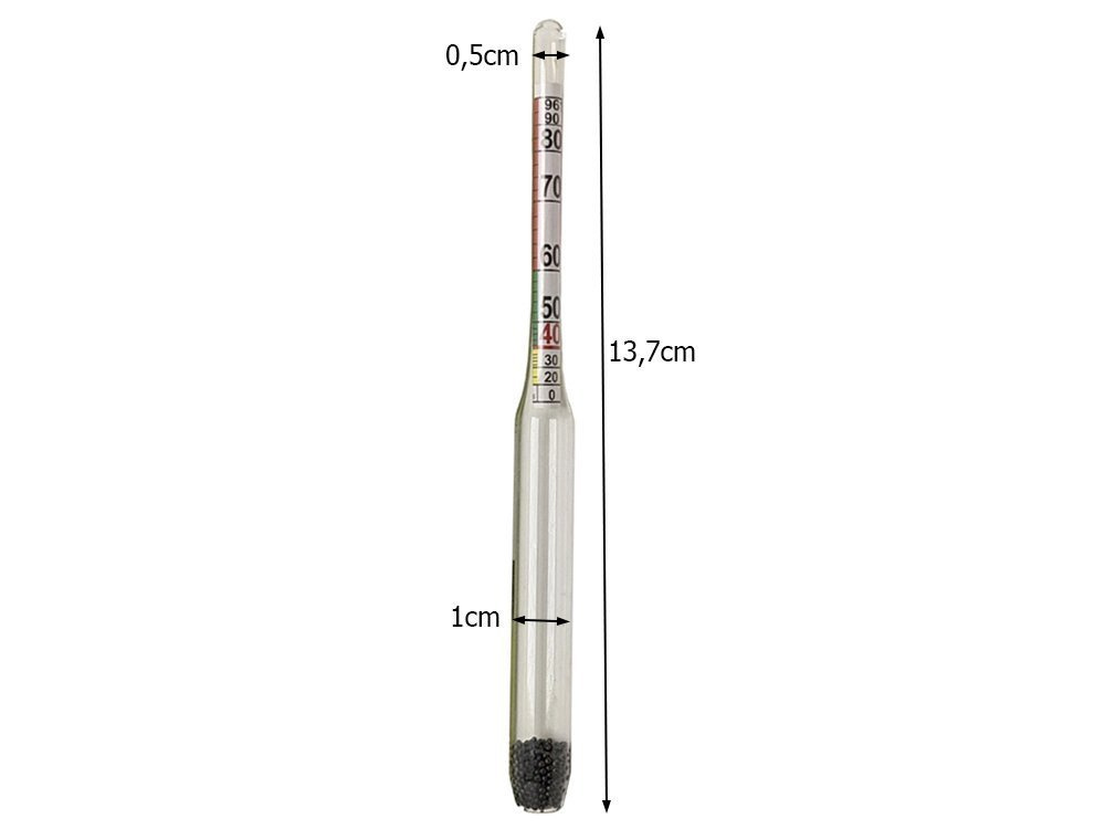 Stiklinis alkoholio matuoklis 0-96%