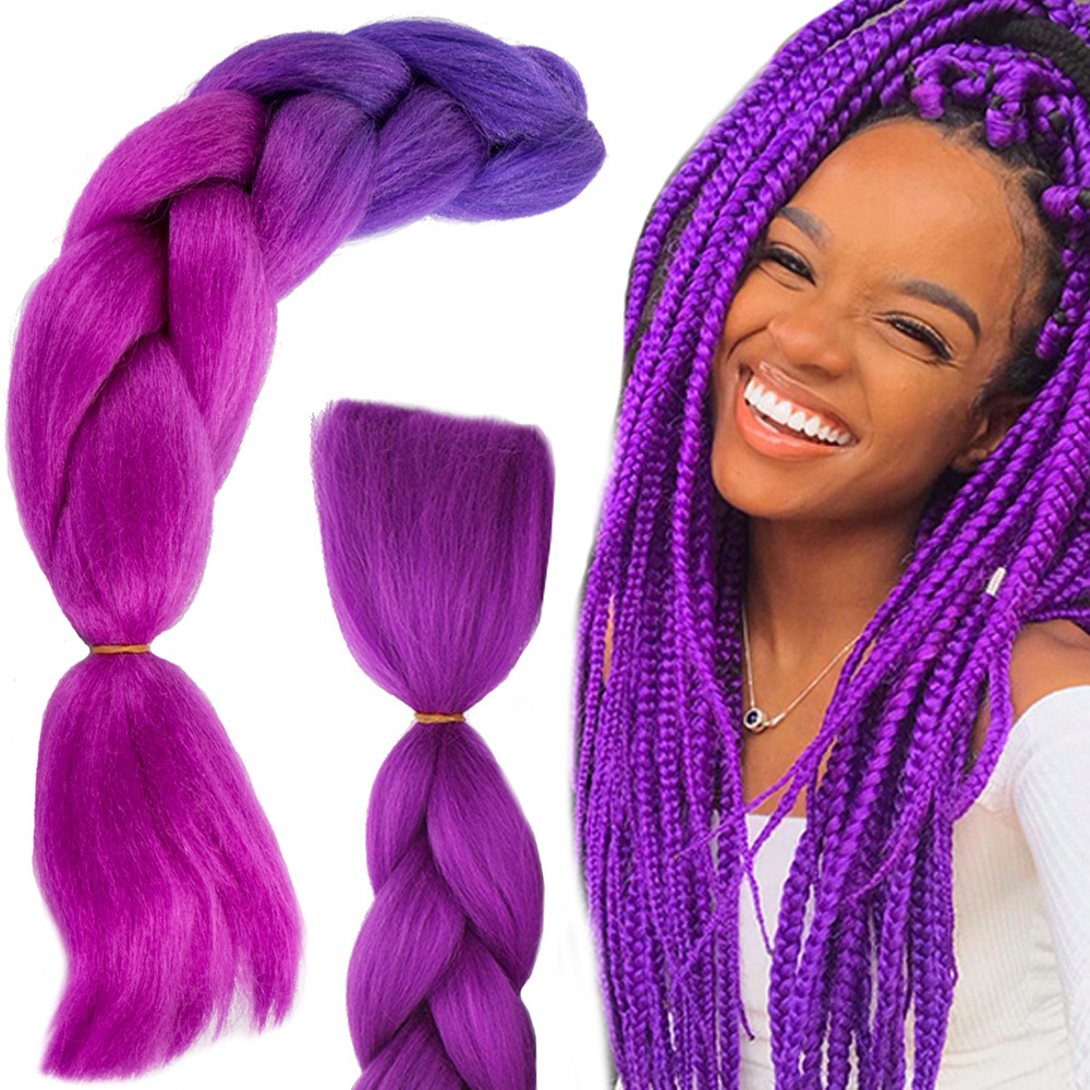Sintetinės plaukų juostos pynėms 60 cm, violetinės spalvos