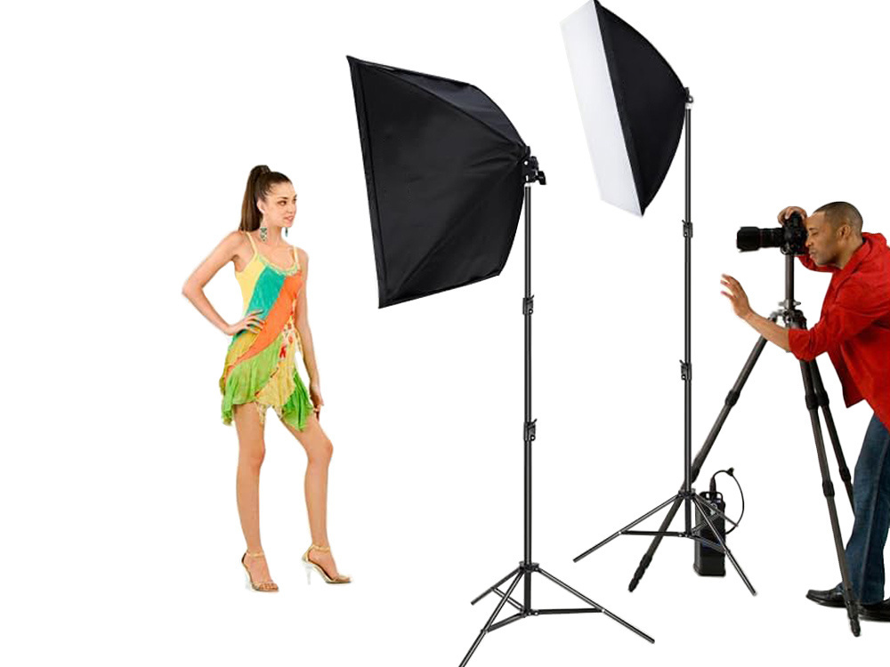 Studijinė šviesos lempa su softbox 2x 135w su stovais