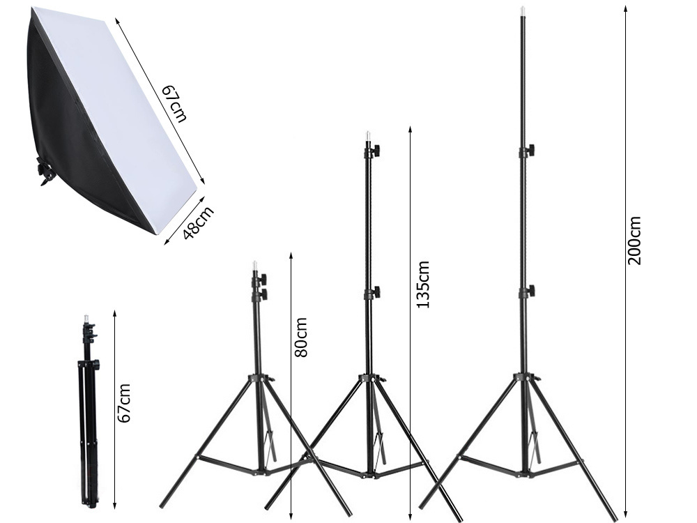 Studijinė šviesos lempa su softbox 2x 135w su stovais