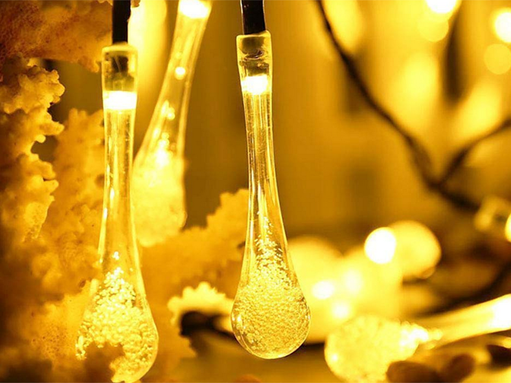 Saulės energija maitinama girlianda su 20 led lempučių