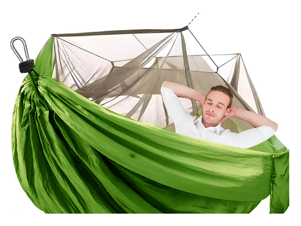 Hamakas su tinkleliu nuo uodų, poliesteris, 250x140 cm, 150 kg