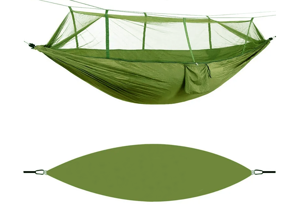 Hamakas su tinkleliu nuo uodų, poliesteris, 250x140 cm, 150 kg