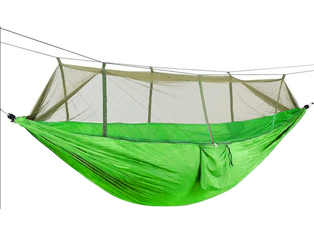 Hamakas su tinkleliu nuo uodų, poliesteris, 250x140 cm, 150 kg