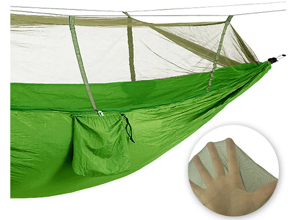 Hamakas su tinkleliu nuo uodų, poliesteris, 250x140 cm, 150 kg