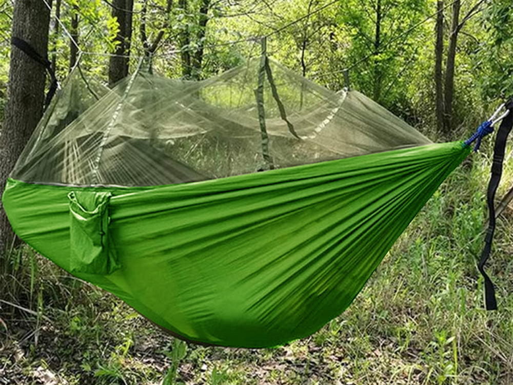 Hamakas su tinkleliu nuo uodų, poliesteris, 250x140 cm, 150 kg