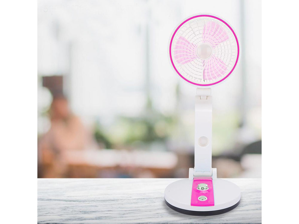 Sulankstomas ventiliatorius su led apšvietimu ir usb įkrovimu, 18 cm