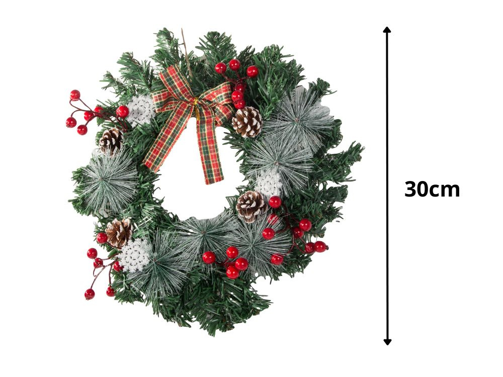 Kalėdinis vainikas su natūraliais kankorėžiais, 30 cm