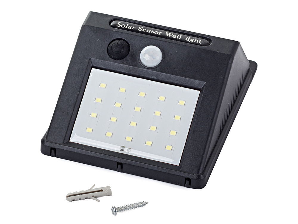 Saulės šviestuvas su judesio ir prieblandos jutikliu, 20 led