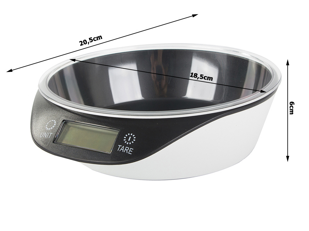 Elektroninės virtuvinės svarstyklės su 5 kg talpos dubeniu