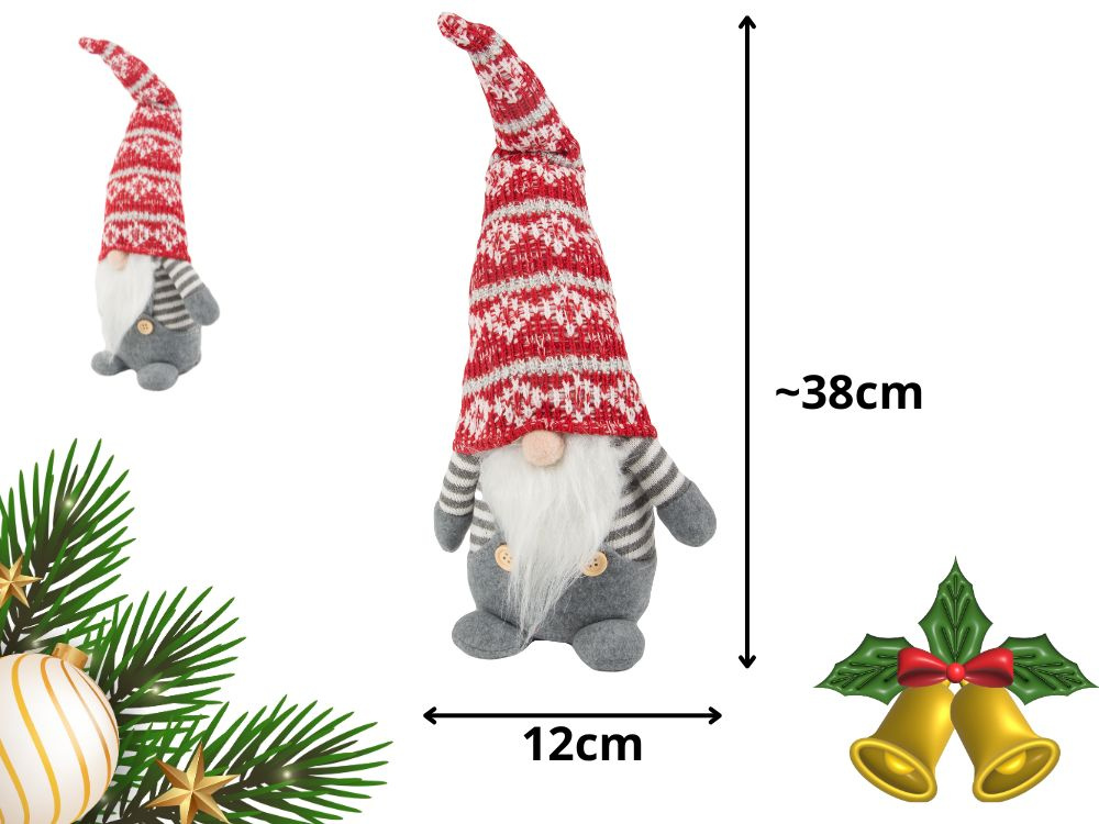 Pilkas kalėdinis nykštukas 38 cm