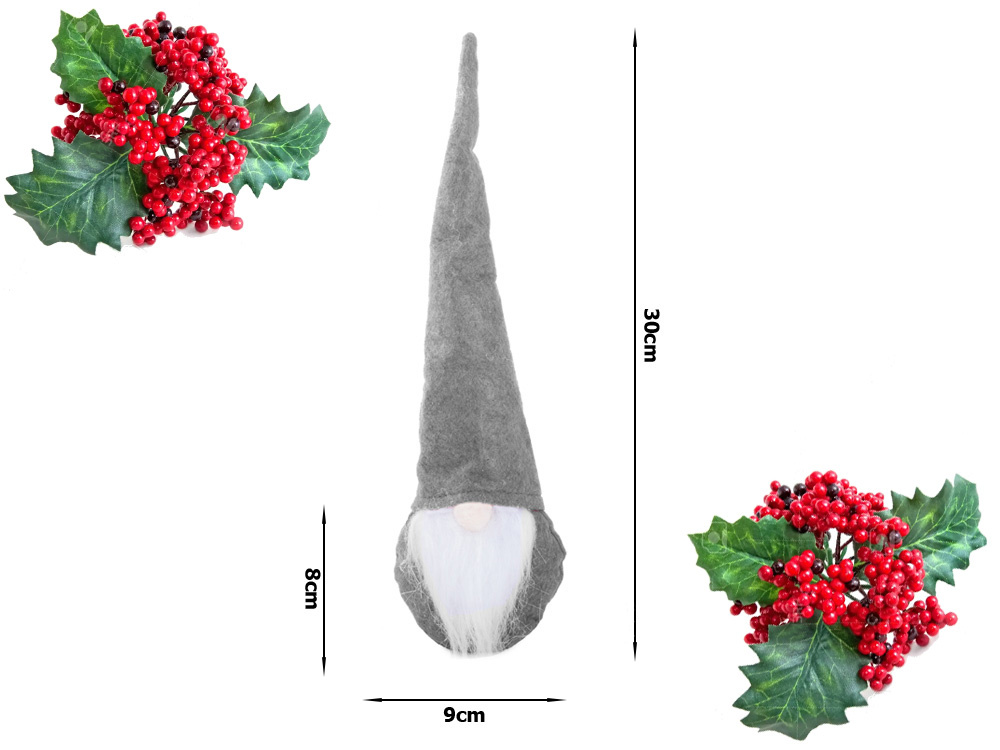 Kalėdinis nykštukas 30 cm, pilkas