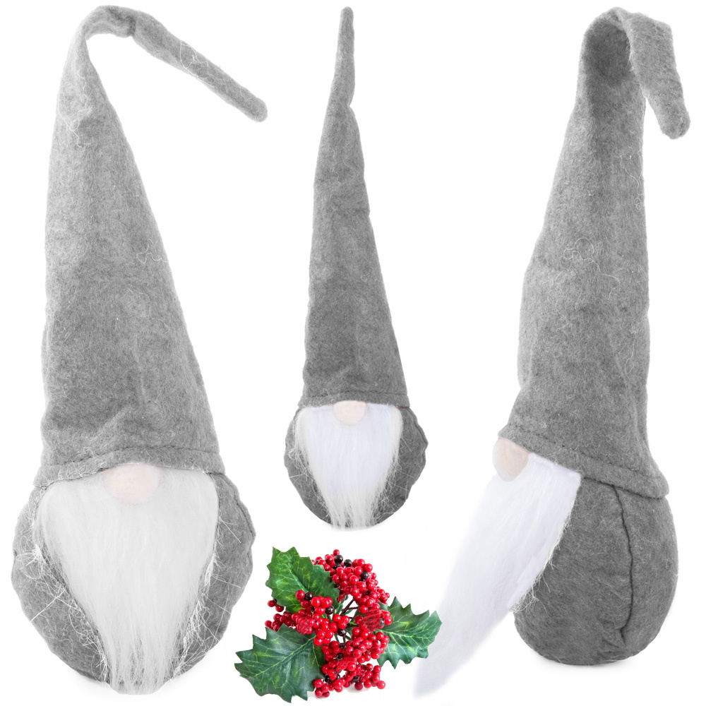 Kalėdinis nykštukas 30 cm, pilkas