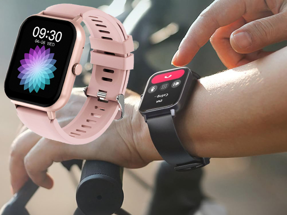 Išmanusis laikrodis su gumine apyranke, bluetooth, rožinis
