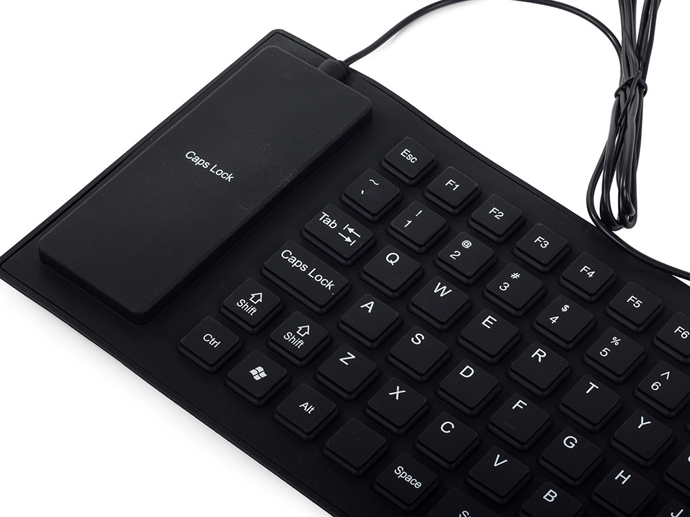 Silikoninė usb klaviatūra, juoda, 35,5x13,5 cm