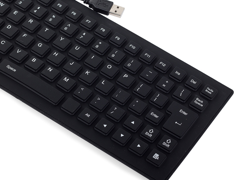 Silikoninė usb klaviatūra, juoda, 35,5x13,5 cm