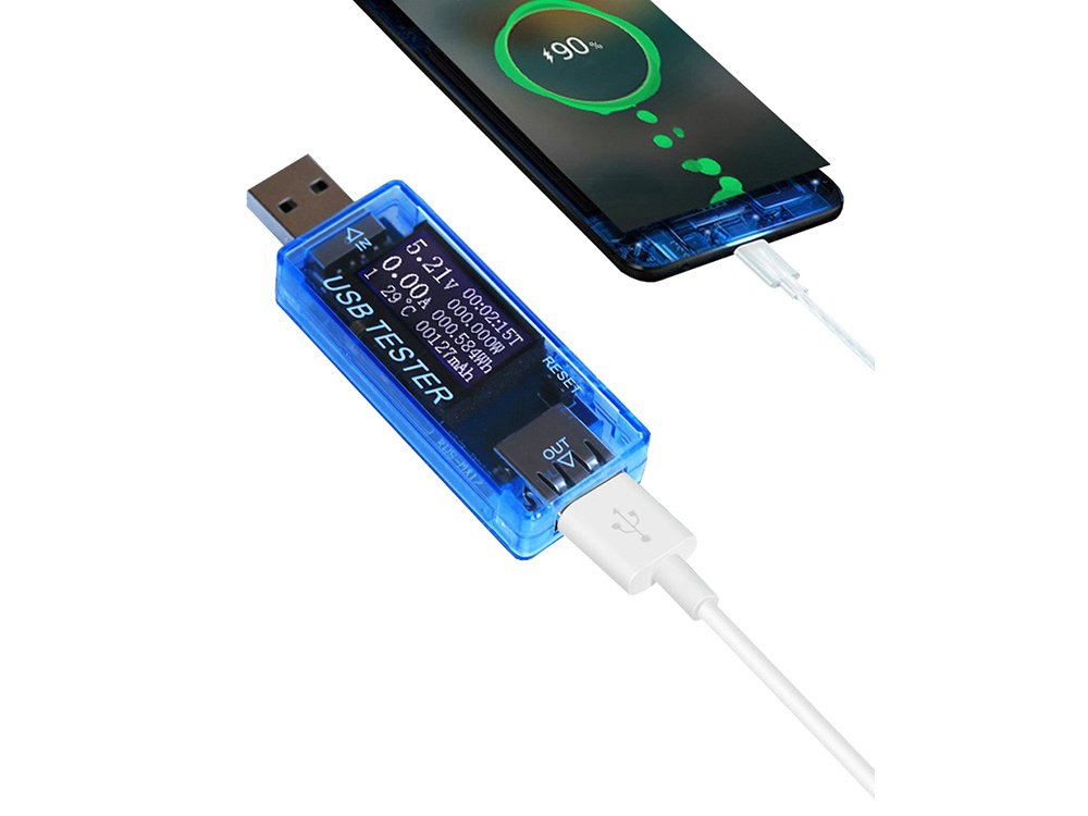 Usb voltmetras ampermetras su lcd ekranu