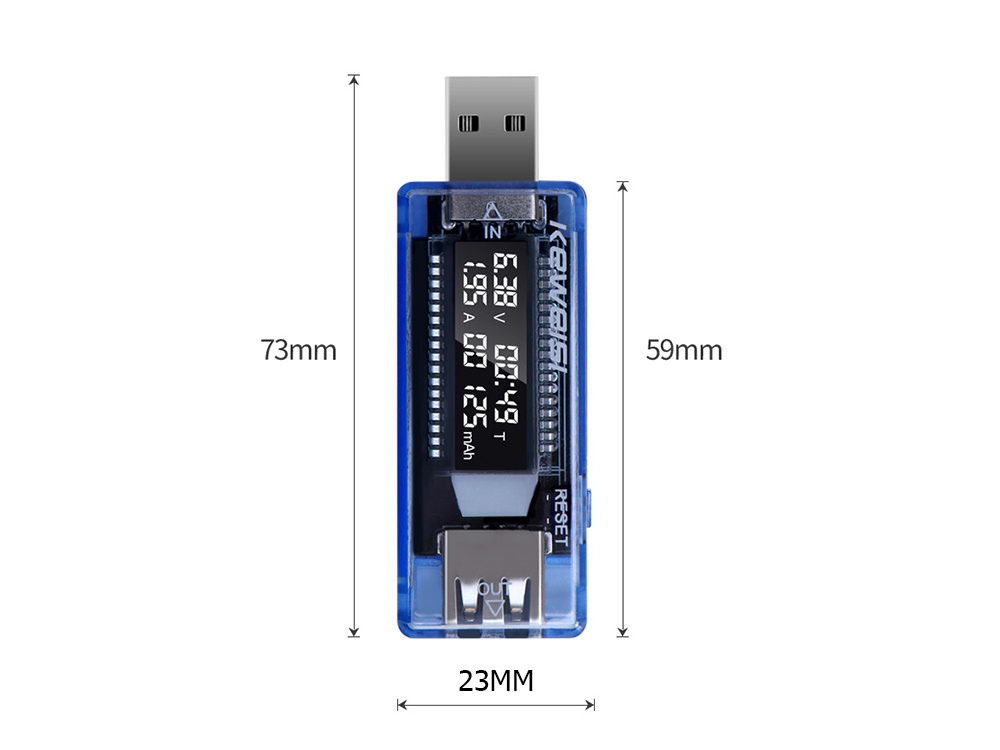 Usb voltmetras ampermetras su lcd ekranu