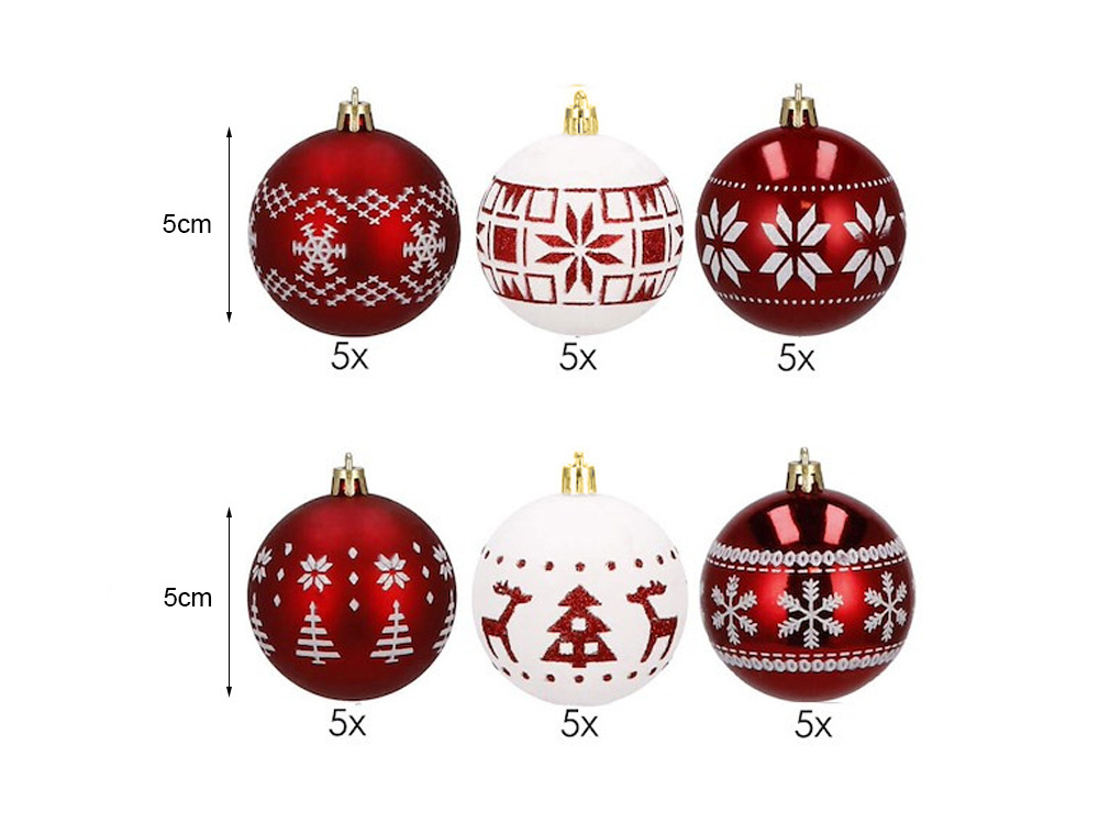 Kalėdiniai žaisliukai eglutei 5cm, 30 vnt.