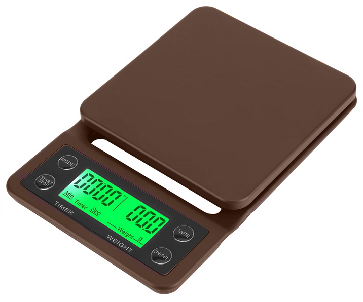 Elektroninės virtuvės svarstyklės kavos ruošimui su stoperiu 5kg 0,1g