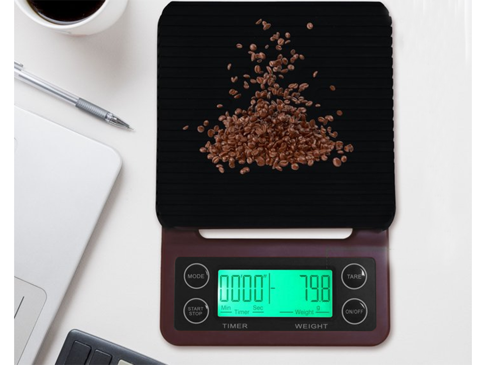 Elektroninės virtuvės svarstyklės kavos ruošimui su stoperiu 5kg 0,1g