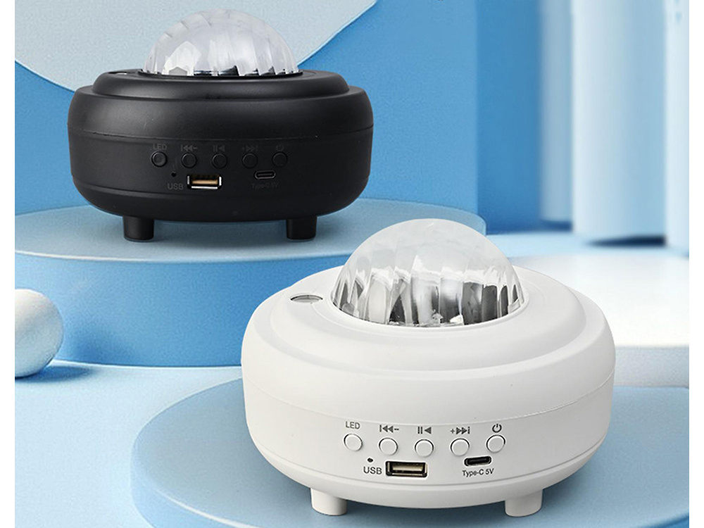 Naktinė led lempa projektorius su bluetooth garsiakalbiu