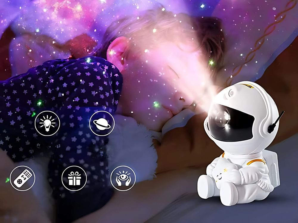 Žvaigždžių projektorius-astronautas su nuotoliniu valdymu