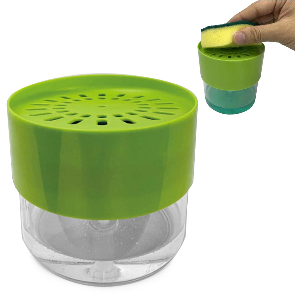 Indų ploviklio dozatorius su kempinėle, 500ml, žalias