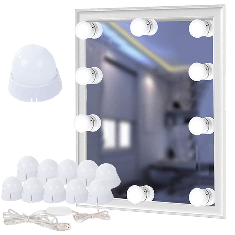 Led veidrodžio lemputės makiažui, 10 vnt., usb