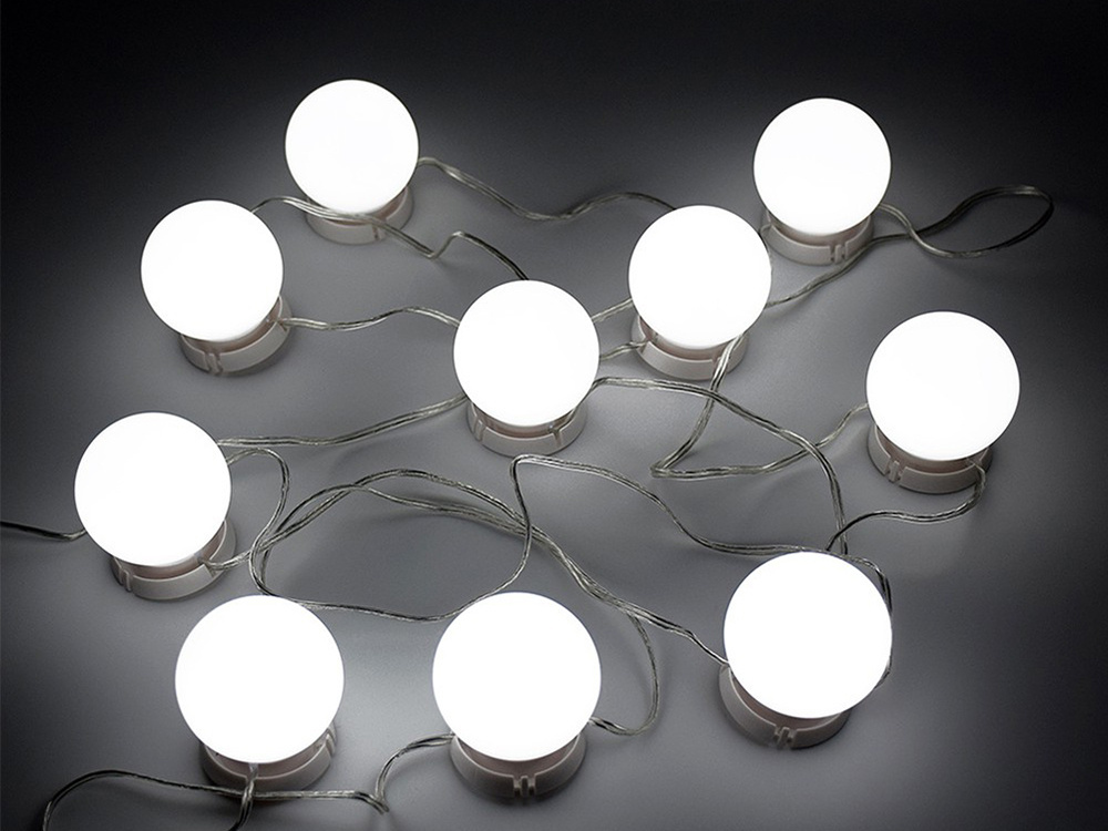 Led veidrodžio lemputės makiažui, 10 vnt., usb