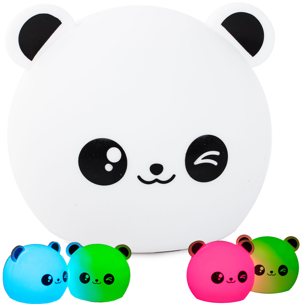 Vaikiška naktinė lempa led rgb panda
