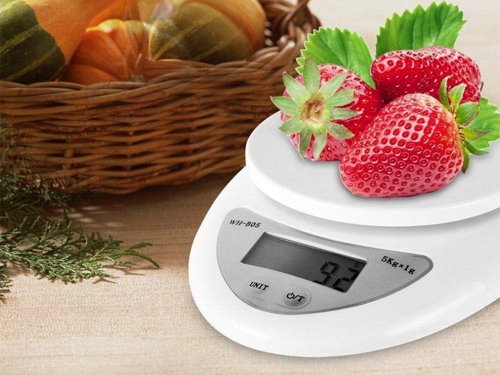 Elektroninės virtuvinės svarstyklės su skaitmeniniu ekranu ir 800 ml talpos dubeniu