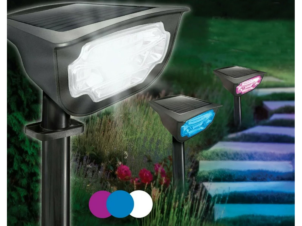 Saulės sodo lempa su led spalvomis, ip65