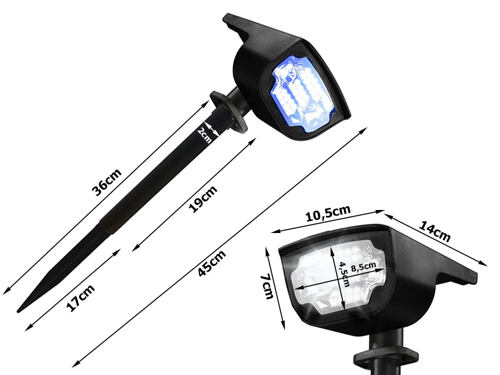 Saulės sodo lempa su led spalvomis, ip65