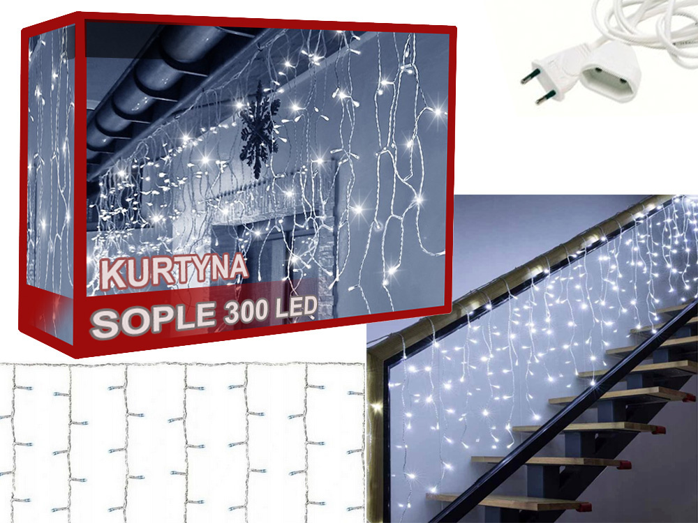 Led girlianda 300 šviesos diodų, 10 m, šaltai balta