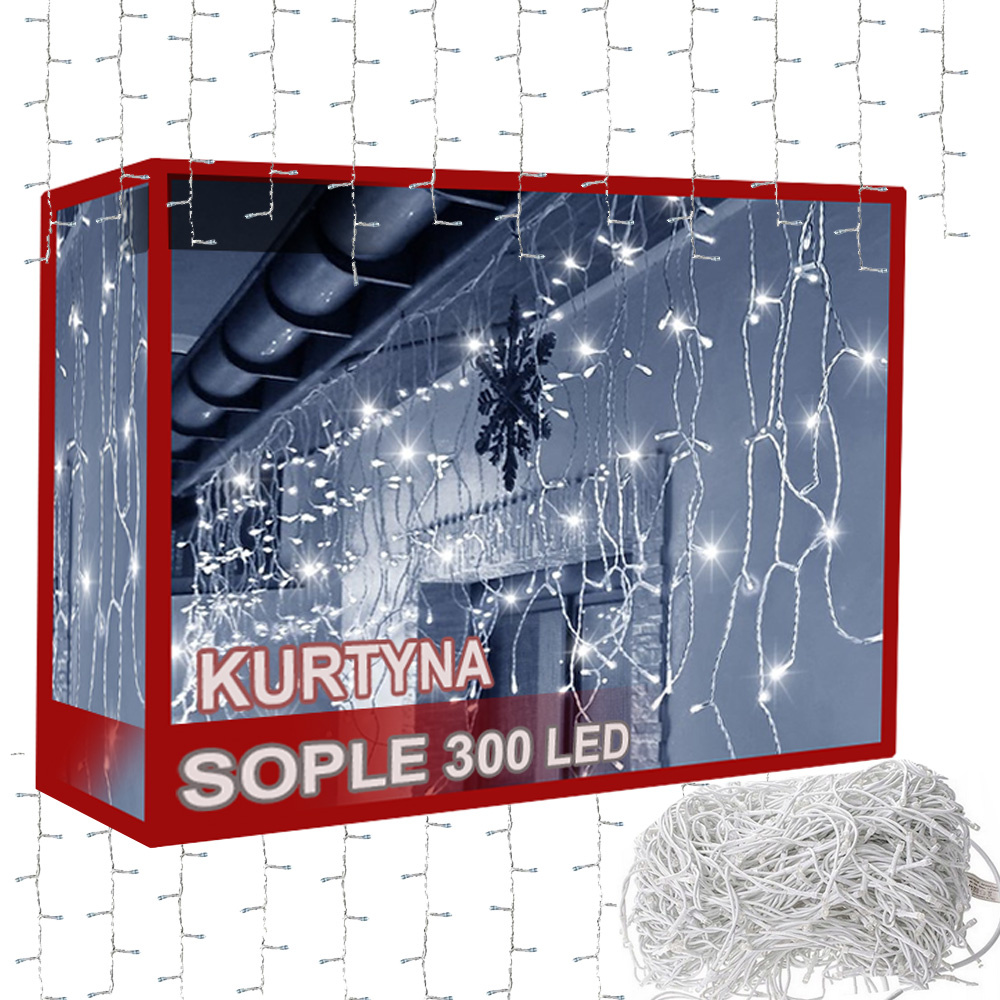 Led girlianda 300 šviesos diodų, 10 m, šaltai balta