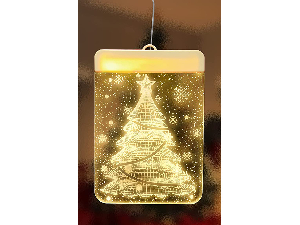 Led vitražas langui, 17 x 11,5 cm, šiltai baltas