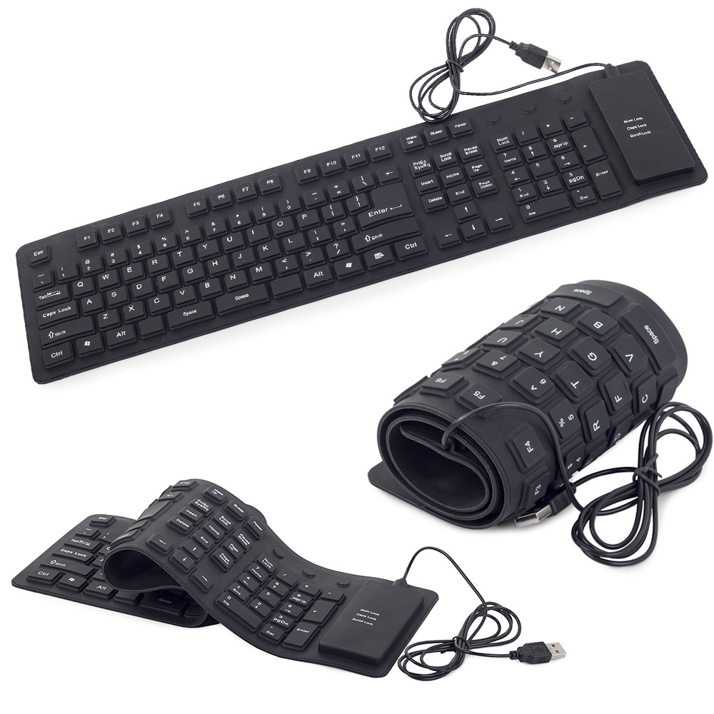 Silikoninė klaviatūra usb juoda su skaitmenine dalimi