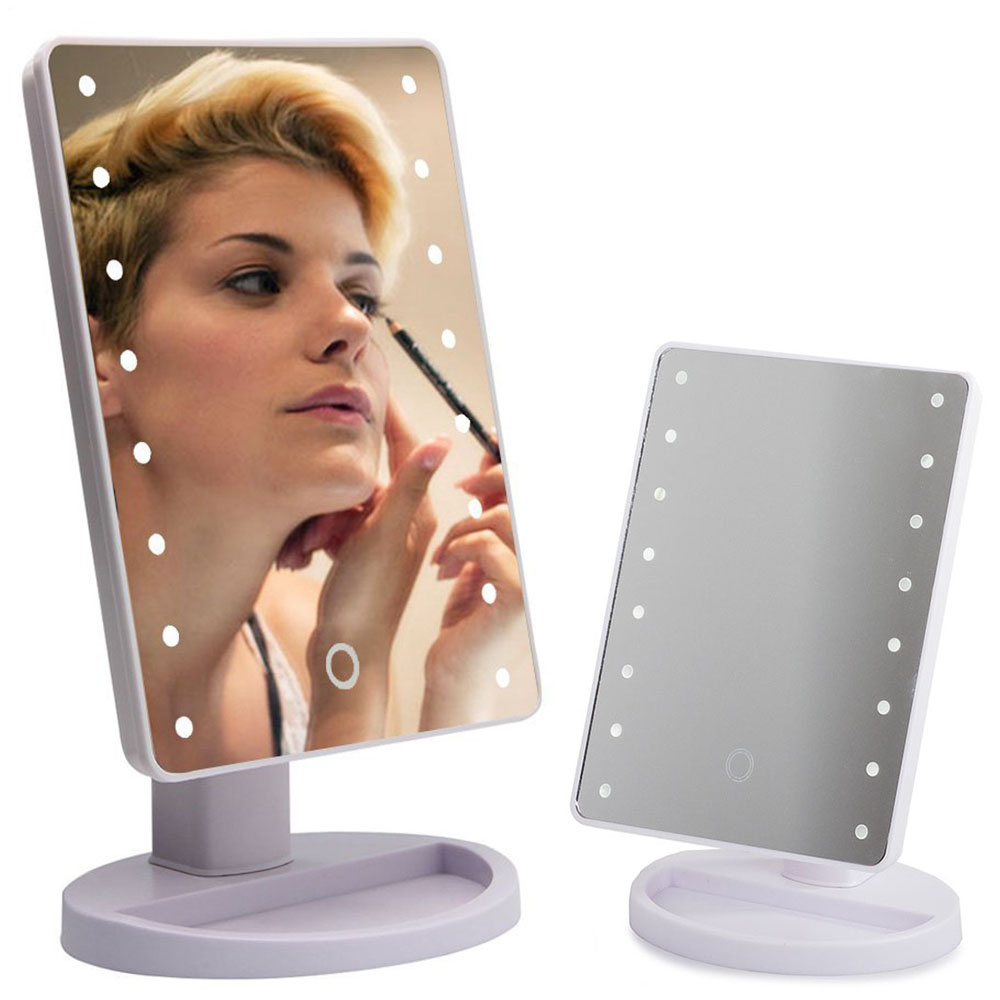 Kosmetinis veidrodis su led apšvietimu, 180° pasukimu