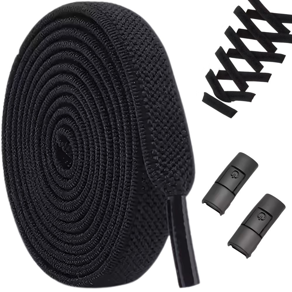 Elastingi batų raišteliai 100 cm juodi