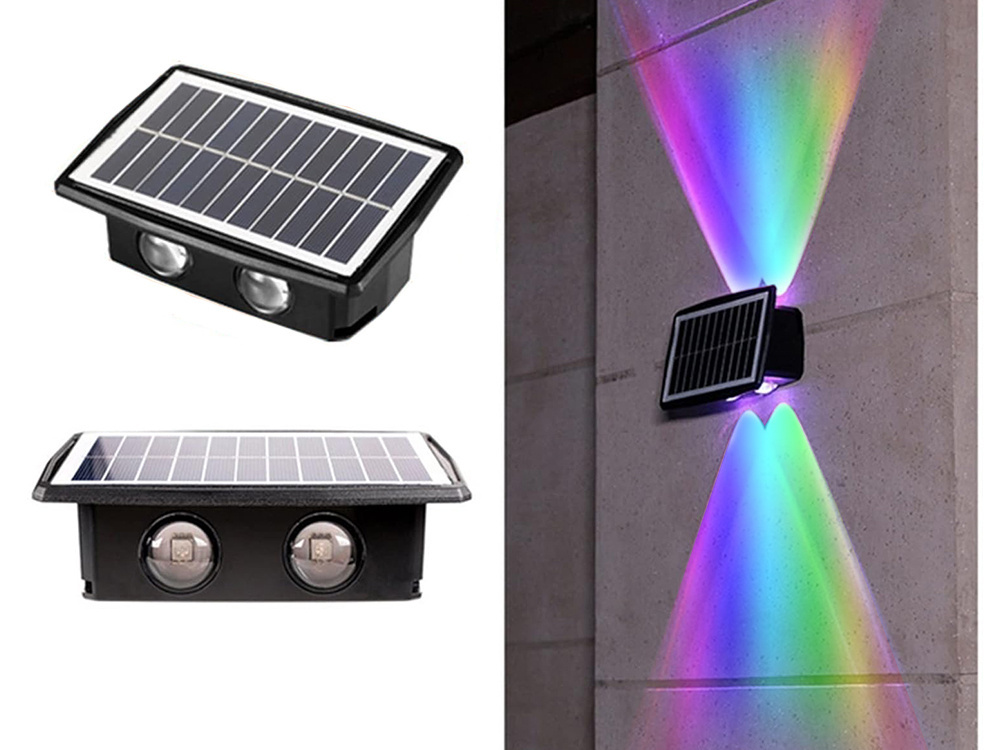 Lauko sieninis saulės šviestuvas su led ir šviesos jutikliu ip65